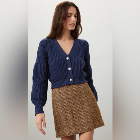 Derek Lam 10 Crosby x RTR Navy Blue Braided Cardigan Sweater with Gold Buttons - Picture 2 of 12